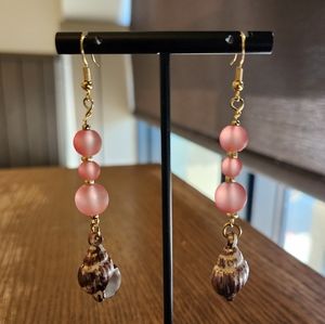 NEW Handmade coral seashell dangles